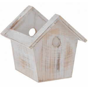 Wooden Birdhouse Container - White Wash Finish