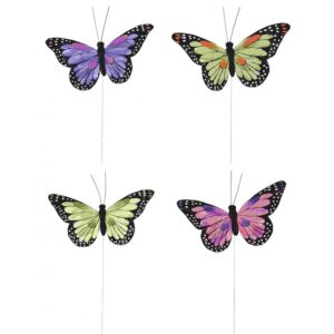4.5" Assorted Color Butterfly Pick