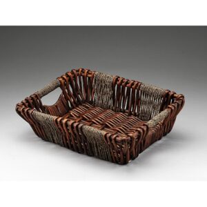 Brown Stain Willowith Rope Rectangular Tray
