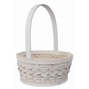 White Wash Woodchip Basket - 10"