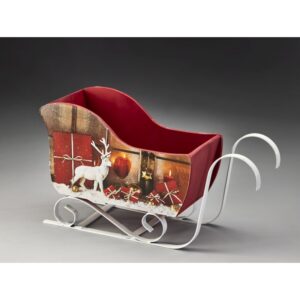 Wooden Sleigh with Metal Runners