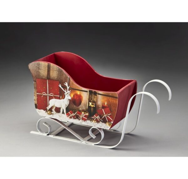 Wooden Sleigh with Metal Runners