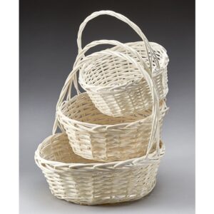 White Washed Round Willow Set of 3