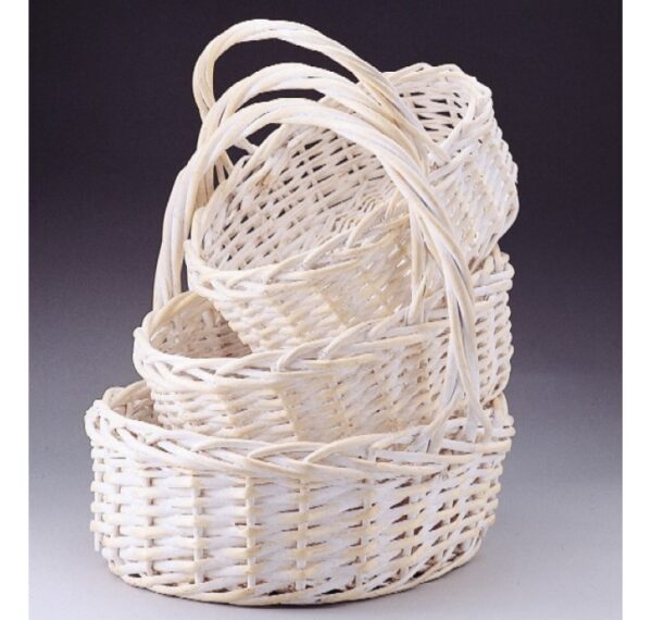 White Wash Oval Willow Set of 3
