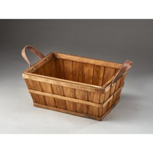 Rectangular Woodchip Container with Faux Leather Ear Handles