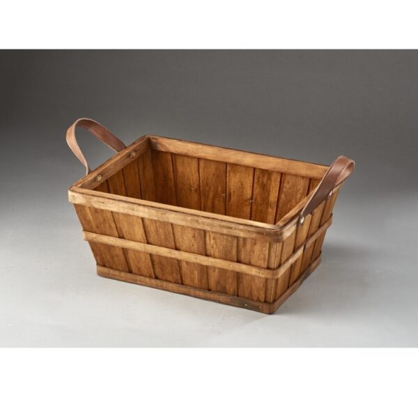 Rectangular Woodchip Container with Faux Leather Ear Handles