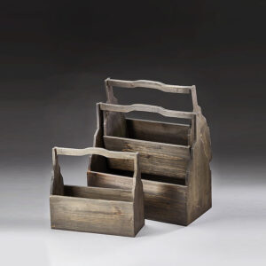Brown Stain Set of 3 Wooden Container