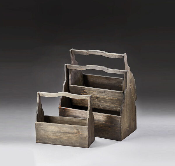 Brown Stain Set of 3 Wooden Container