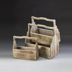 White Wash Set of 3 Wooden Container