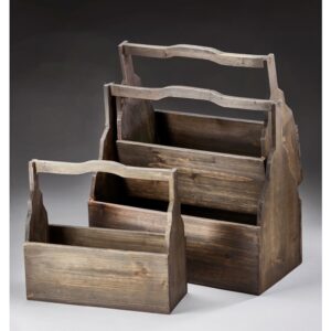 Brown Stain Set of 3 Wooden Container