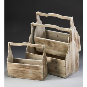 White Wash Set of 3 Wooden Container