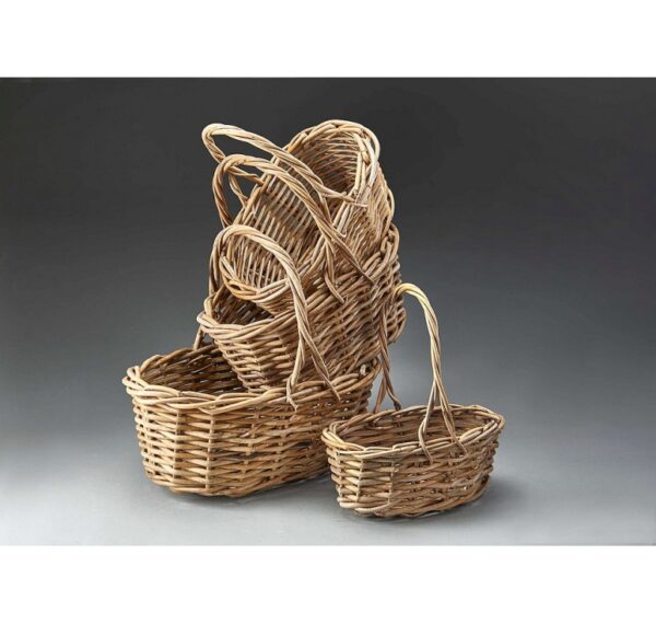 Grey Wash Oval Set of 4 Split Rattan