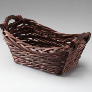 Rectangular Willow with Wooden Ear Handles; Brown Stain