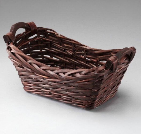 Rectangular Willow with Wooden Ear Handles; Brown Stain