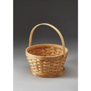 10" Round Woodchip Basket with Drop Handle
