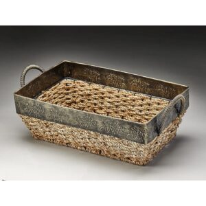 Rectangular Seagrass Tray with Metal Frame