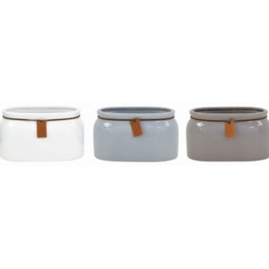 Oval Ceramic Vases with Rope Decoration