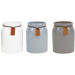 Round Ceramic Vases with Rope Decoration