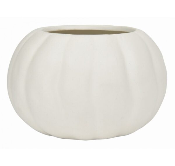 Matte White Ceramic Pumpkin Planter