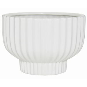 Ribbed, White Ceramic 'Bowl' Container