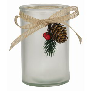 Frosted Glass Vase with Pinecone Decoration
