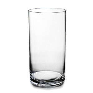 Hand-Blown Clear Glass Cylinder - 12" T