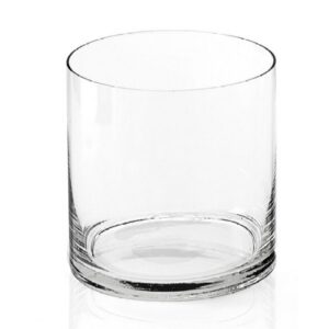 Hand-Blown Clear Glass Cylinder - 8" T