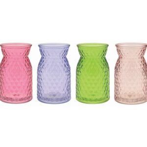 Diamond-Pattern Glass Vase - Spring Assortment