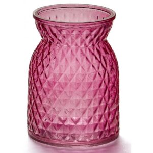 Diamond-Pattern Glass Vase - Clear