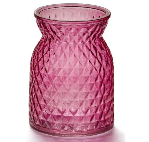 Diamond-Pattern Glass Vase - Clear