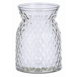 Diamond-Pattern Glass Vase - Clear