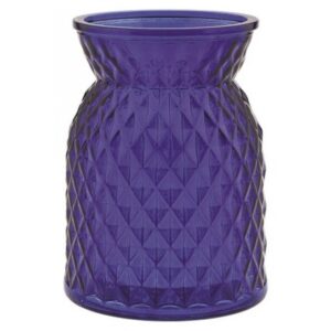 Diamond Pattern Glass Vase - Cobalt Blue