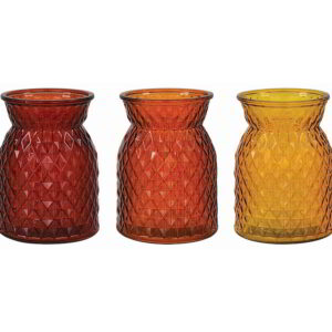 Diamond-Pattern Glass Vase - 3 Assorted Colors