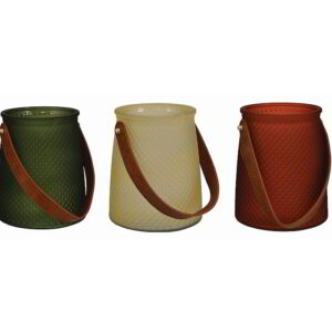 Frosted Glass Vase with Faux Leather Handle
