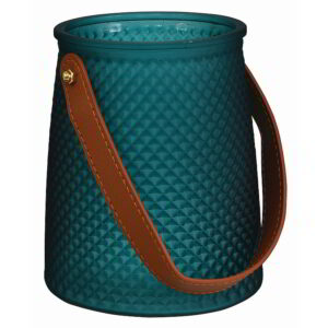 Embossed Glass Vase with Faux Leather Handle