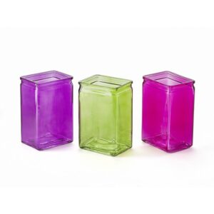 Three Assorted Color Rectangular Glass Vase