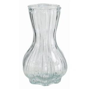Clear, Ribbed Glass Vase