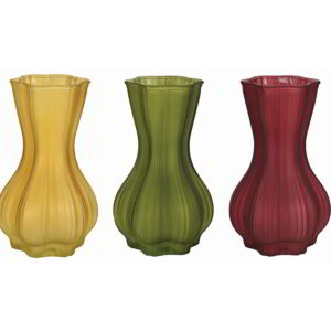 Frosted, Ribbed Glass Vase