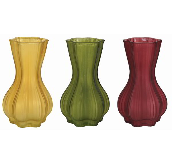 Frosted, Ribbed Glass Vase