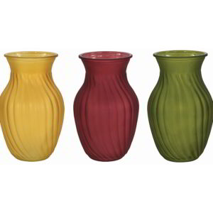 Three Assorted Color Frosted Glass Vase