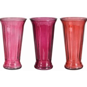 Ribbed Flare Glass Vase - 3 Shades of Red