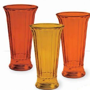 Ribbed Flare Glass Vase - 3 Asst Fall Colors