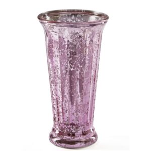 Ribbed Flare Glass Vase - Pink Mercury