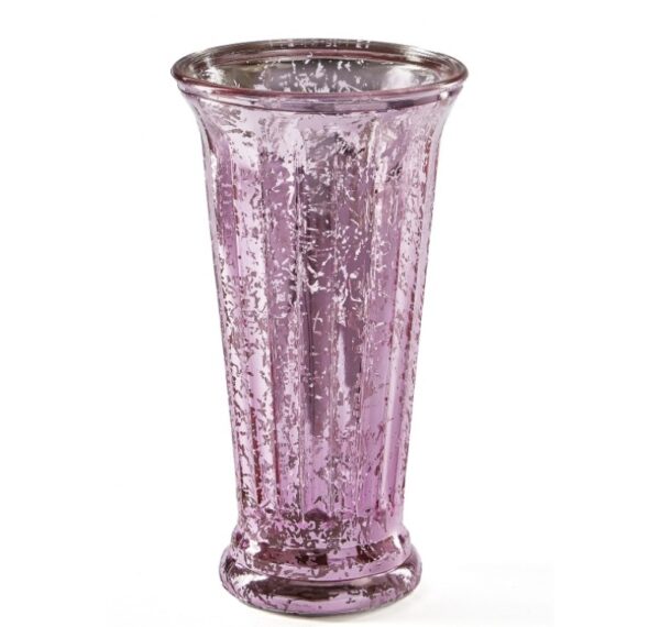 Ribbed Flare Glass Vase - Pink Mercury