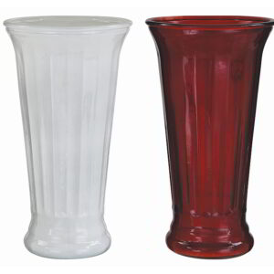 Ribbed Flare Glass Vase - Red & White