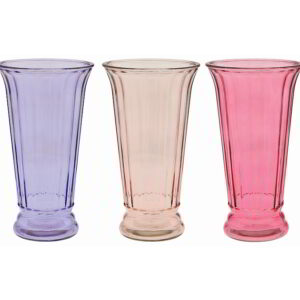 3 Assorted Color Ribbed, Flare Glass Vase *see note below*