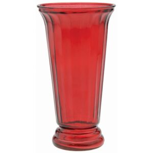 Ribbed Flare Glass Vase - Red