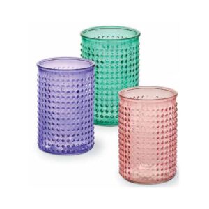 Cylinder Glass Vase with Textured 'Dot' Pattern