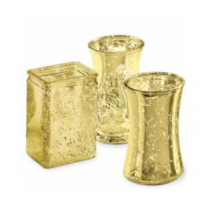 3 Assorted Shape Glass Vase - Gold Mercury