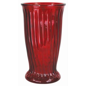 XL Ribbed Glass Vase - Red